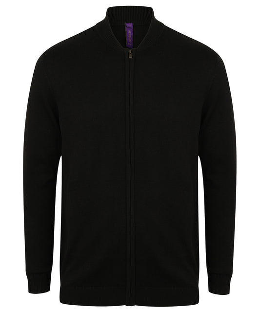 Henbury HB718 Unisex zip-through cardigan in Black
