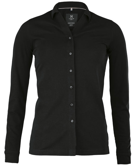 Nimbus N103F Women’s Kingston – stretch deluxe piqué shirt in Black