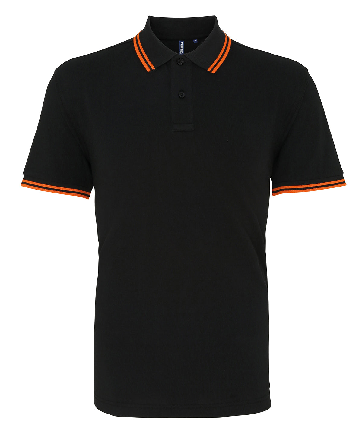 Asquith & Fox AQ011 Classic fit tipped polo in Black/Orange