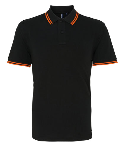 Asquith & Fox AQ011 Classic fit tipped polo in Black/Orange