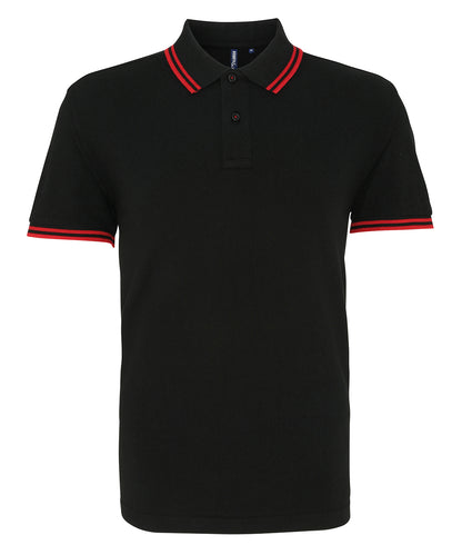 Asquith & Fox AQ011 Classic fit tipped polo in Black/Red