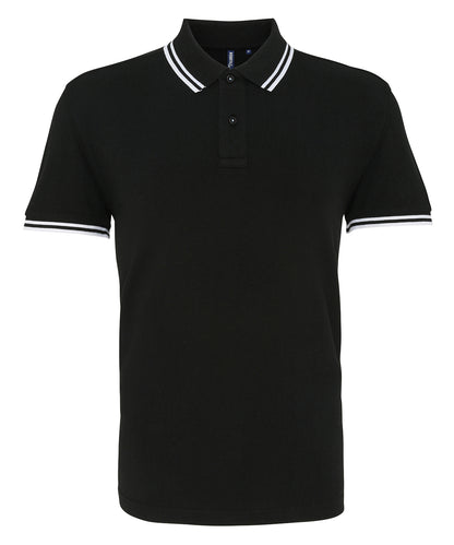 Asquith & Fox AQ011 Classic fit tipped polo in Black/White