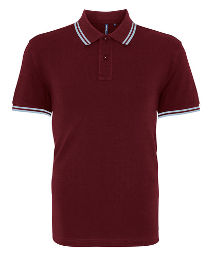 Asquith & Fox AQ011 Classic fit tipped polo in Burgundy/Sky