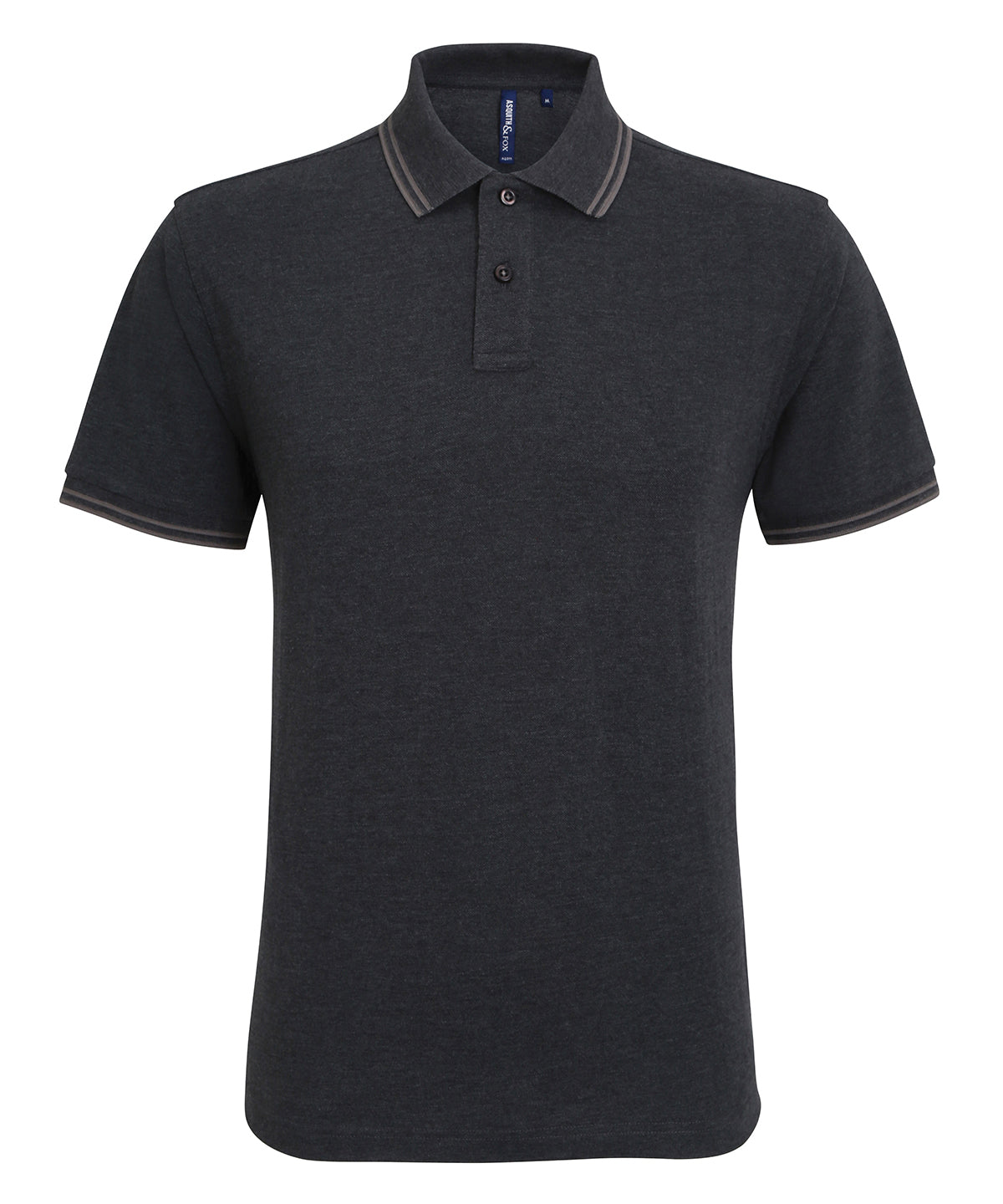 Asquith & Fox AQ011 Classic fit tipped polo in Heather Black/Charcoal