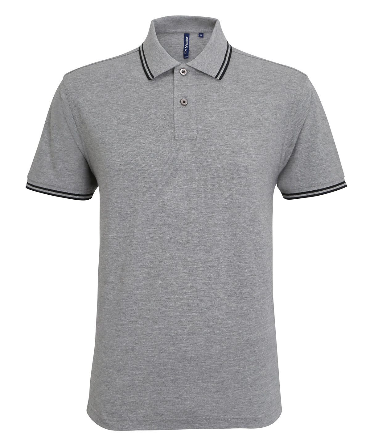 Asquith & Fox AQ011 Classic fit tipped polo in Heather Grey/Black