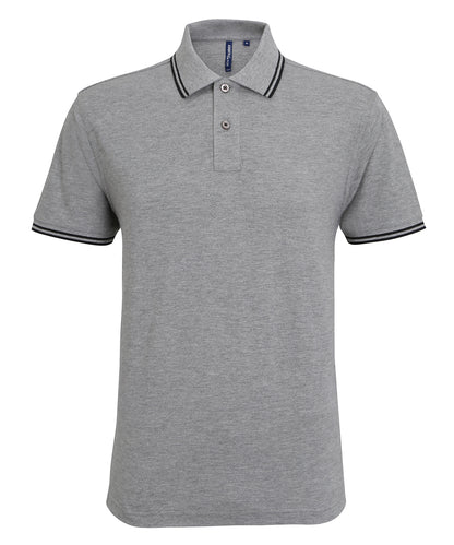 Asquith & Fox AQ011 Classic fit tipped polo in Heather Grey/Black