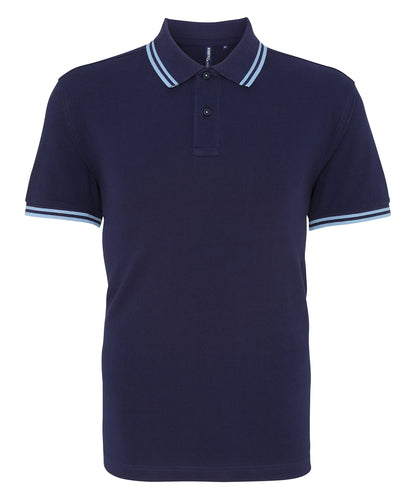 Asquith & Fox AQ011 Classic fit tipped polo in Navy/Cornflower