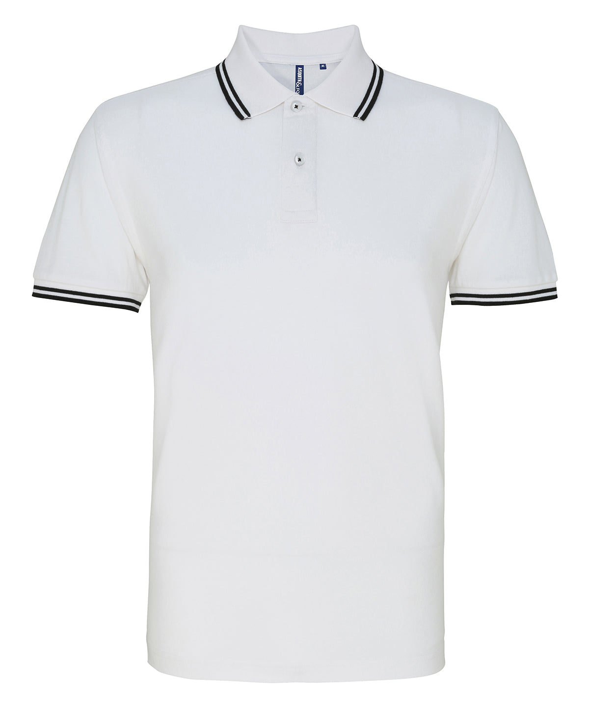 Asquith & Fox AQ011 Classic fit tipped polo in White/Black