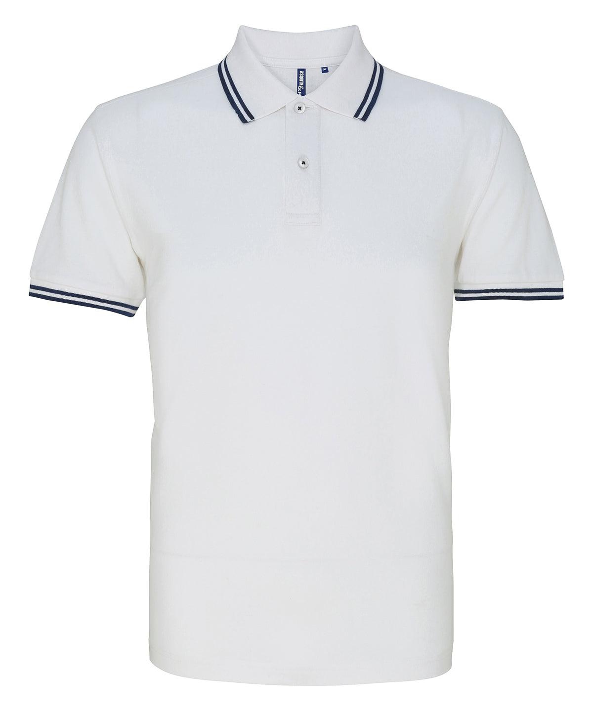 Asquith & Fox AQ011 Classic fit tipped polo in White/Navy