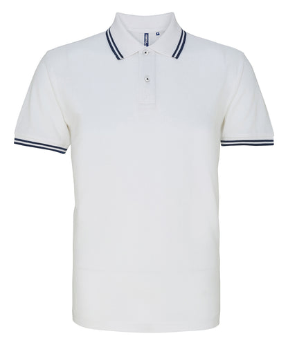 Asquith & Fox AQ011 Classic fit tipped polo in White/Navy