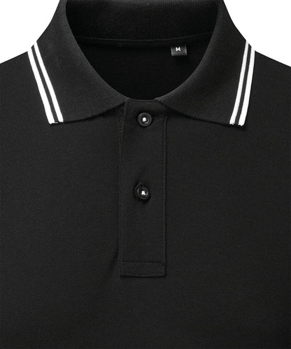 Asquith & Fox AQ021 Women's classic fit tipped polo in Black/White