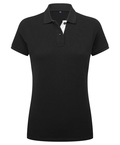 Asquith & Fox AQ022 Women's contrast polo in Black/White
