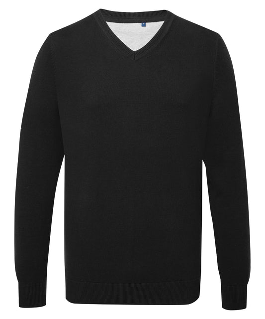 Asquith & Fox AQ042 Men's cotton blend v-neck sweater in Black