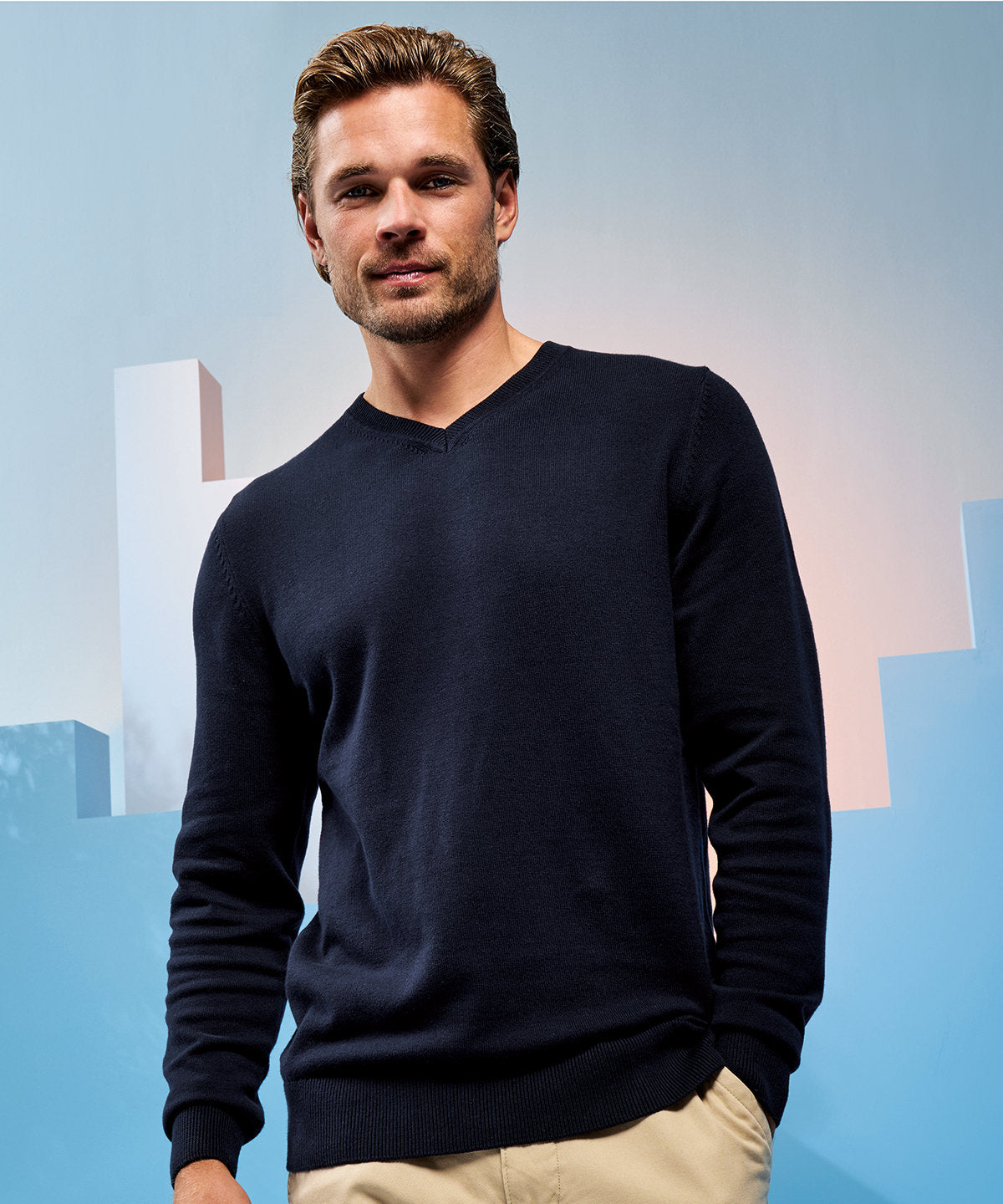 Asquith & Fox AQ042 Men's cotton blend v-neck sweater