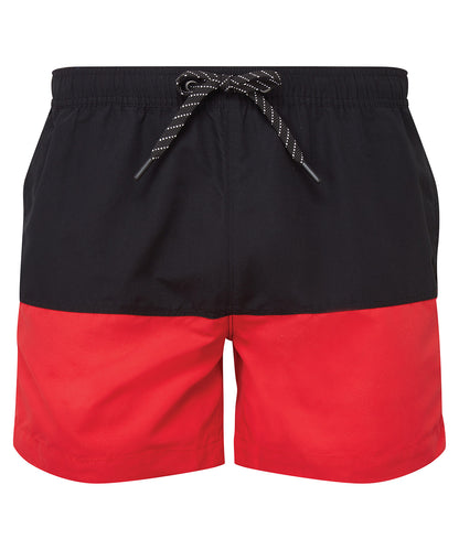 Asquith & Fox AQ056 Block colour swim shorts in Black/Red