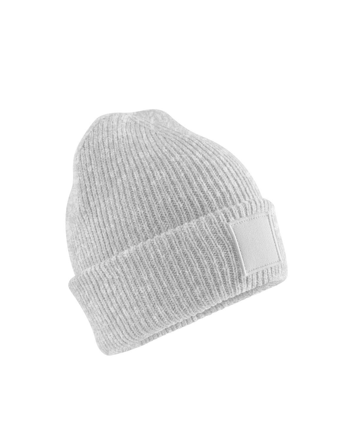 Beechfield B336B Kids deep cuffed tonal patch beanie in Cloud Grey