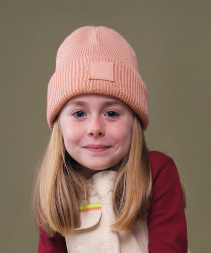 Beechfield B336B Kids deep cuffed tonal patch beanie