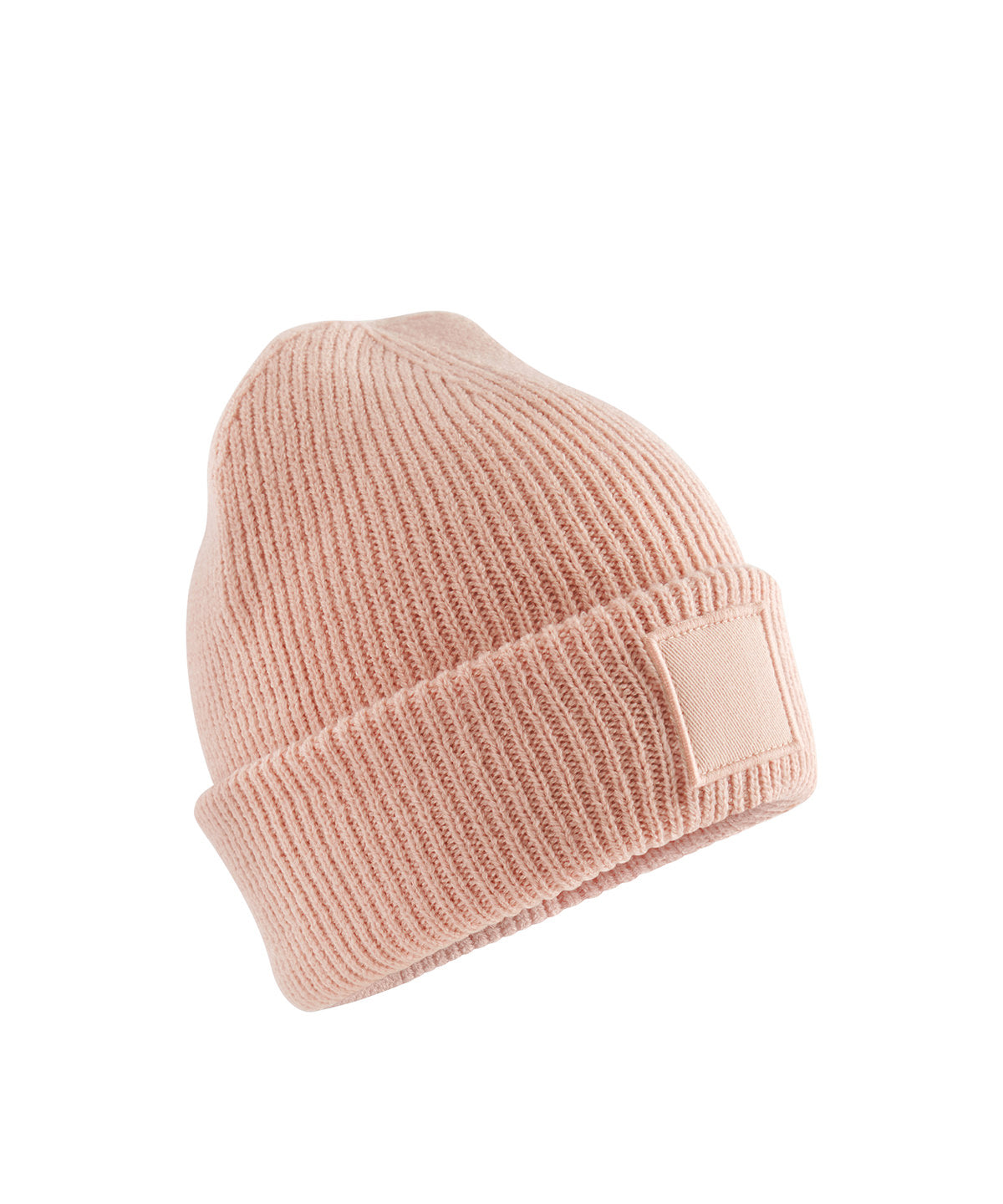 Beechfield B336B Kids deep cuffed tonal patch beanie in Peach