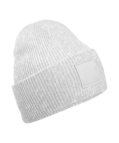 Beechfield B336R Deep-cuffed tonal patch beanie in Cloud Grey