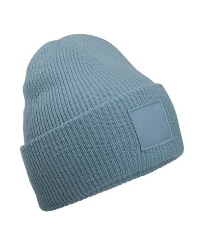 Beechfield B336R Deep-cuffed tonal patch beanie in Dusty Blue
