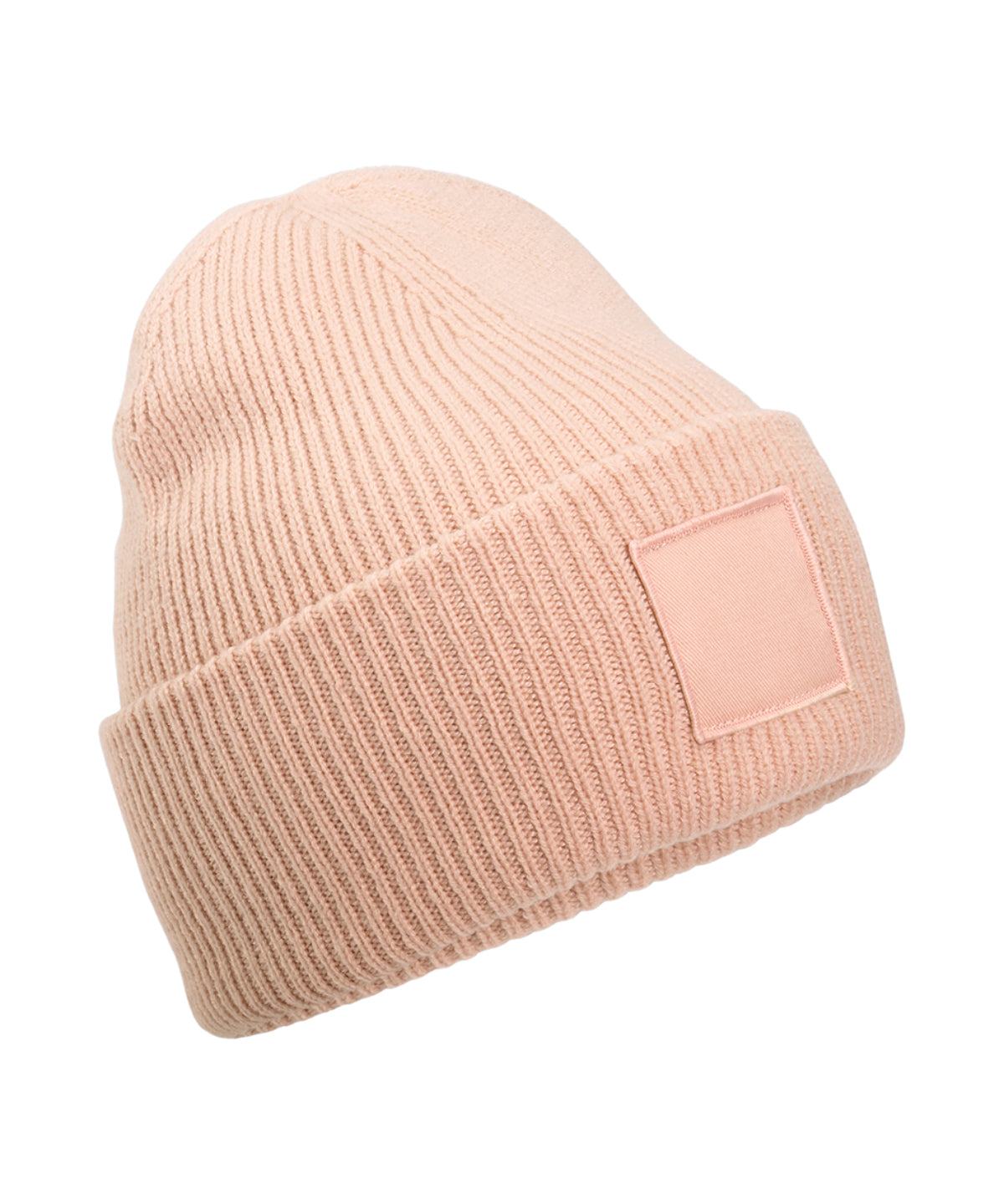 Beechfield B336R Deep-cuffed tonal patch beanie in Peach