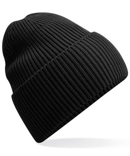 Beechfield B384R Oversized cuffed beanie in Black