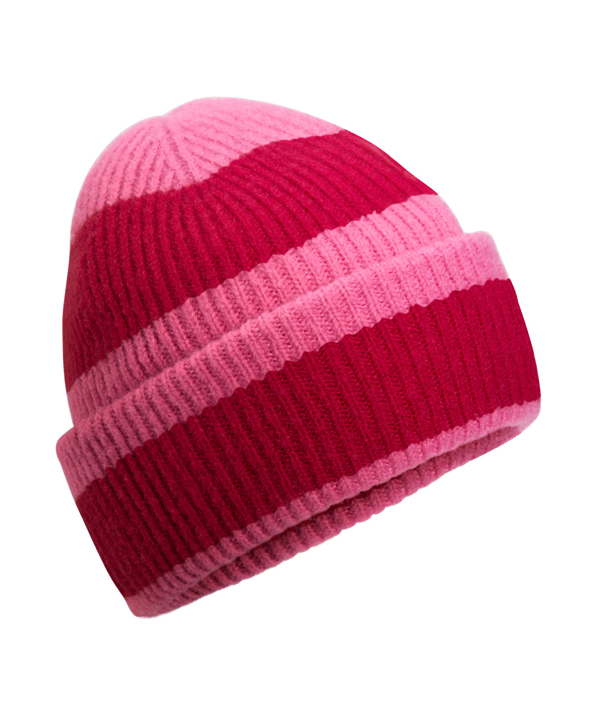 Beechfield B391R Colour block beanie in True Pink/Classic Red