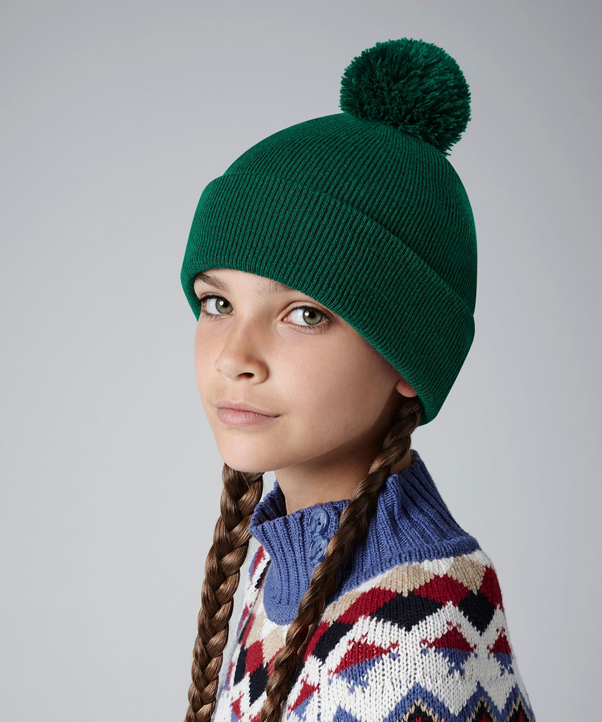 Beechfield B426B Junior original pom pom beanie in Black