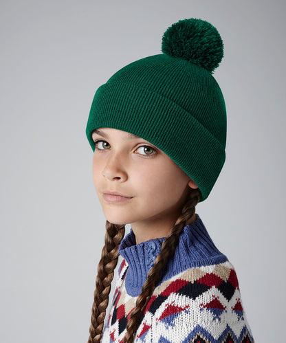 Beechfield B426B Junior original pom pom beanie in Black