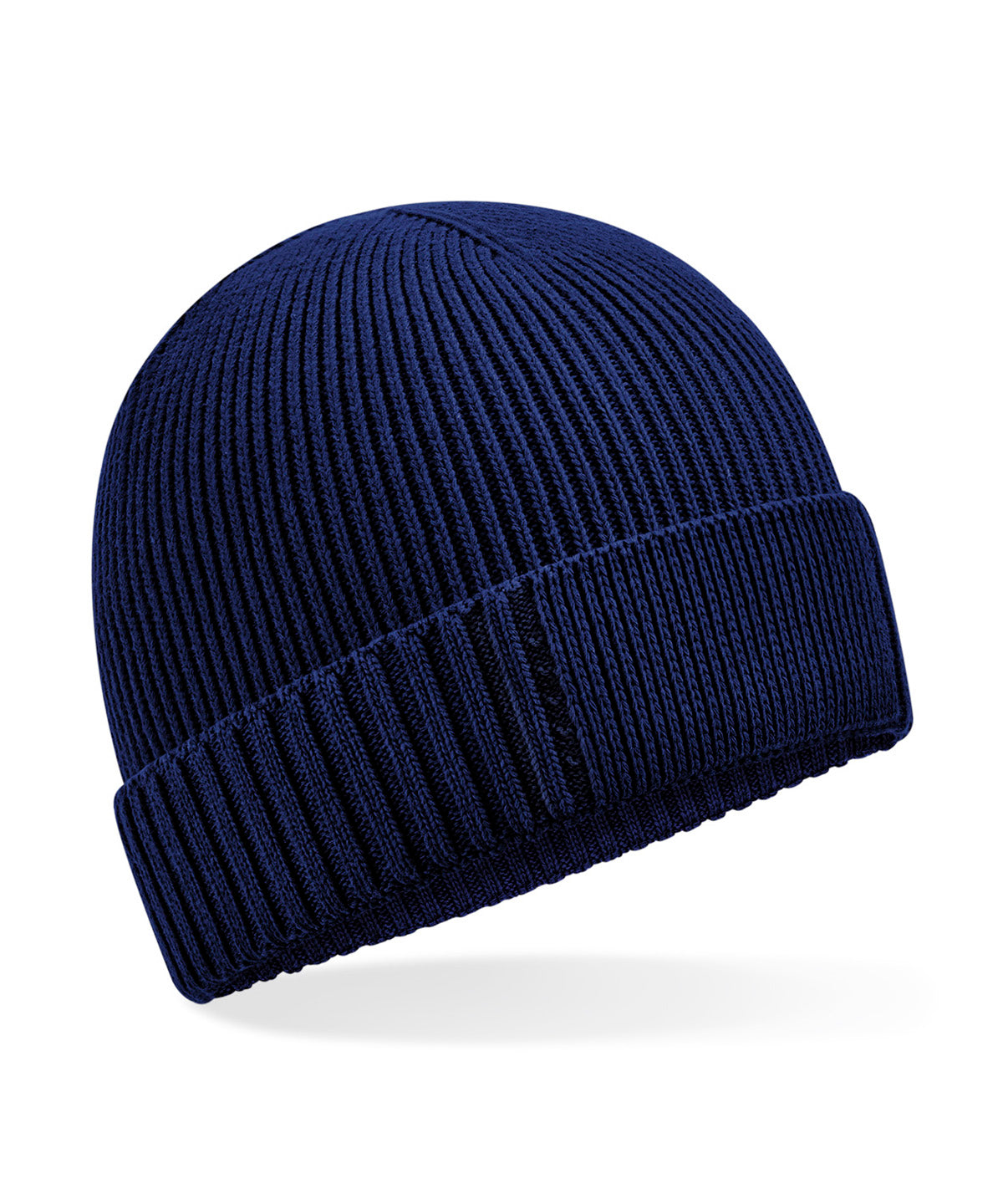 Beechfield B438N Organic cotton engineered patch beanie in Oxford Navy