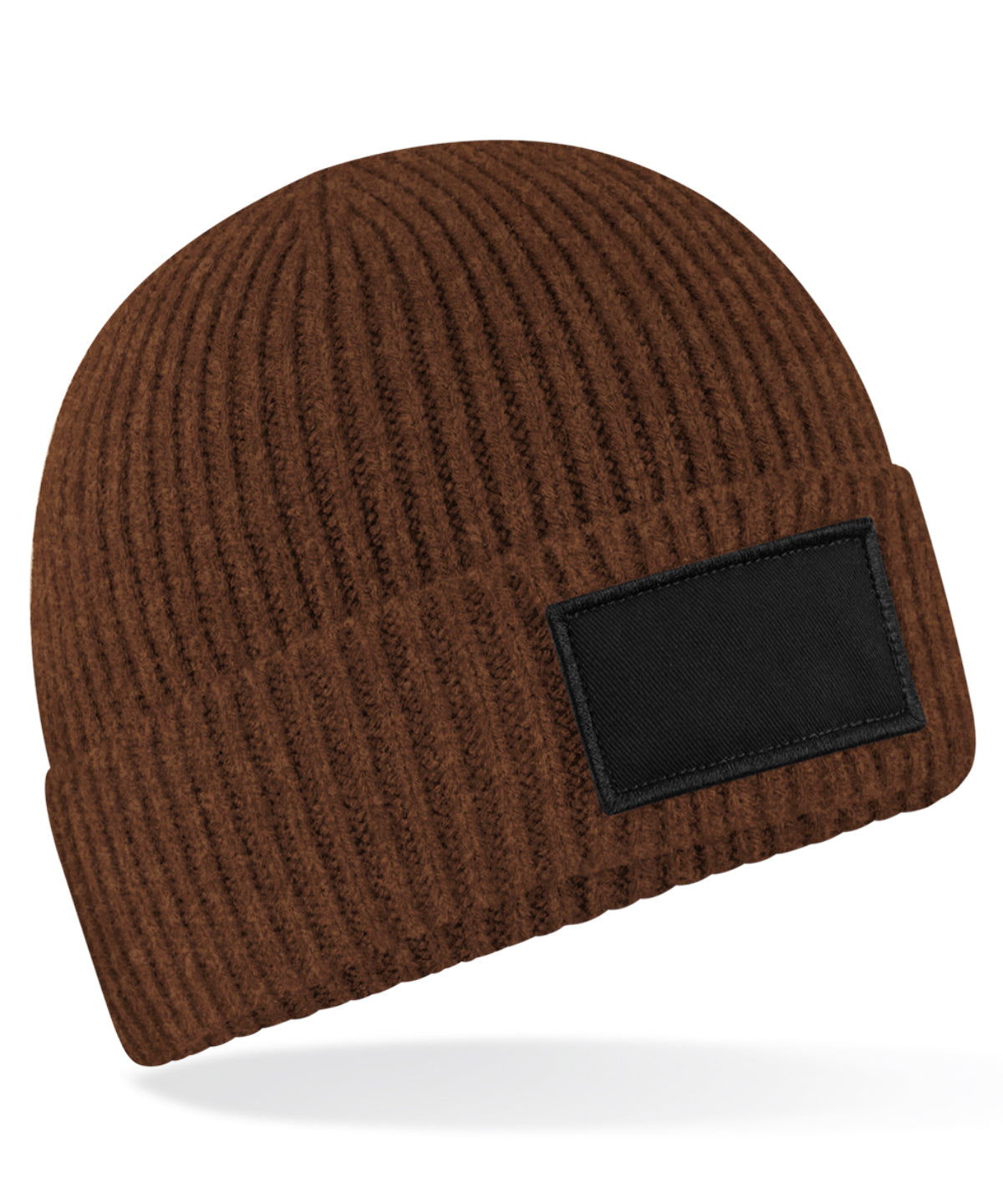 Beechfield B442R Fashion patch beanie in Walnut/Black