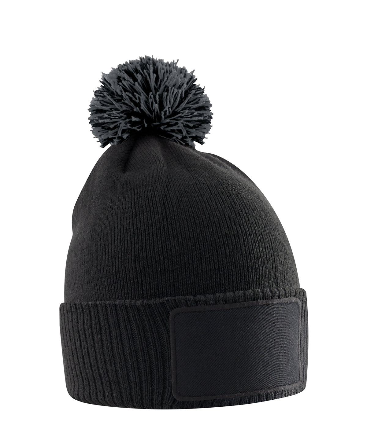 Beechfield B443B Kids snowstar patch beanie in Black/Graphite Grey