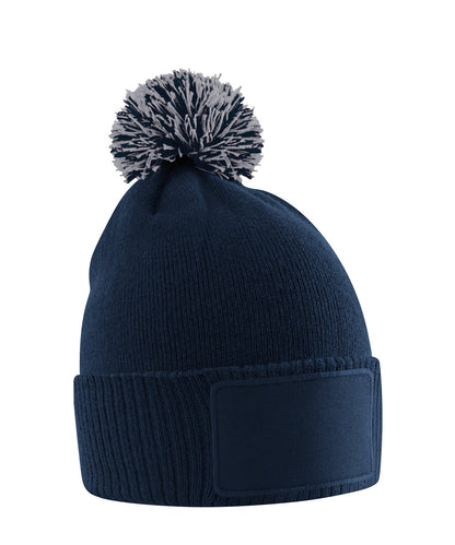 Beechfield B443B Kids snowstar patch beanie in French Navy/Light Grey