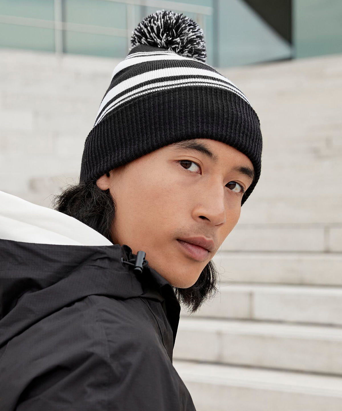 Beechfield B473R Striped fan beanie
