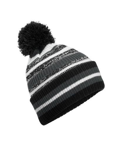 Beechfield B474R Multi-sport fan beanie in Black/Graphite Grey/White