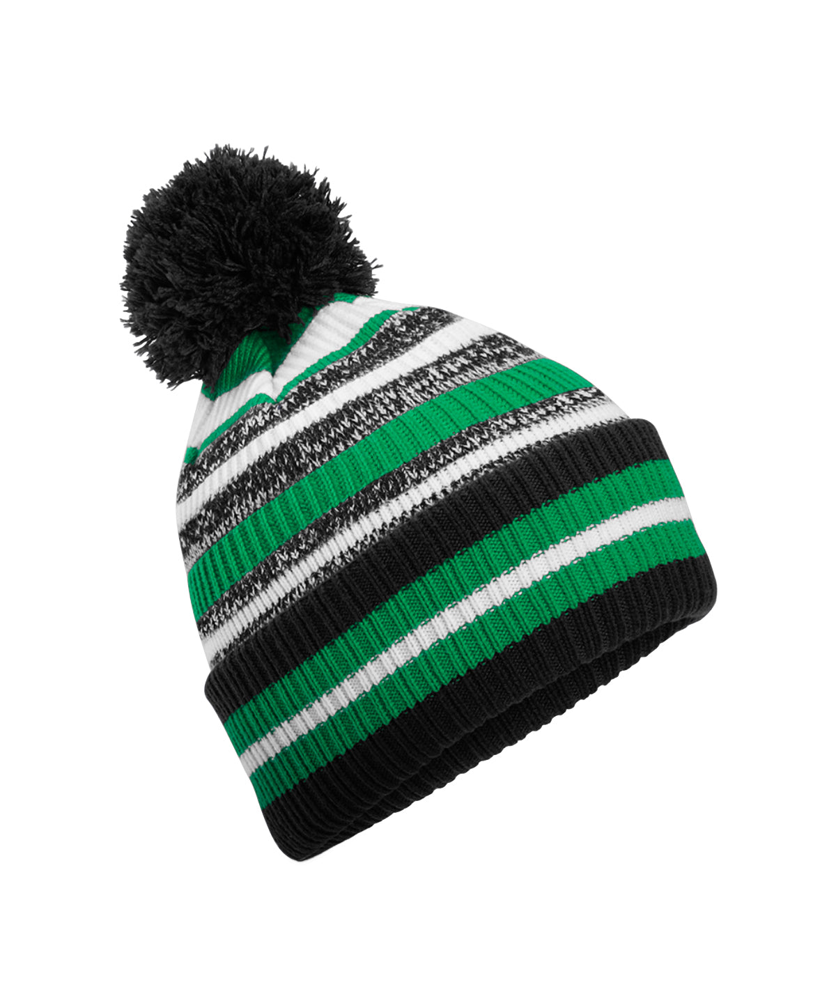 Beechfield B474R Multi-sport fan beanie in Black/Kelly Green/White
