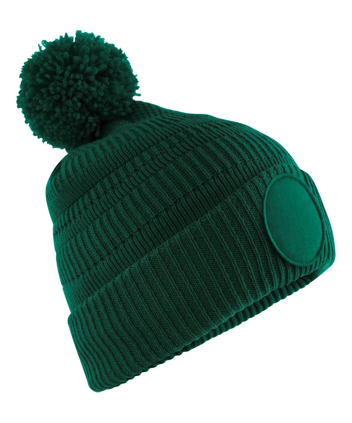 Beechfield B530R Fan patch beanie in Bottle Green