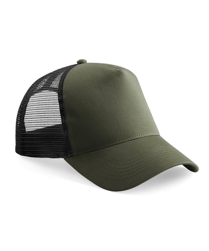 Beechfield B640B Junior snapback trucker in Olive Green/Black