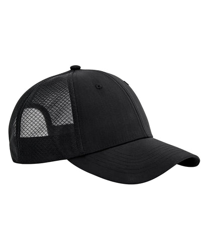 Beechfield B644R Technical mesh trucker in Black/Black