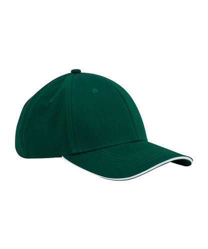 Beechfield B820C EarthAware® classic organic cotton 6-panel cap – sandwich peak in Bottle Green/White