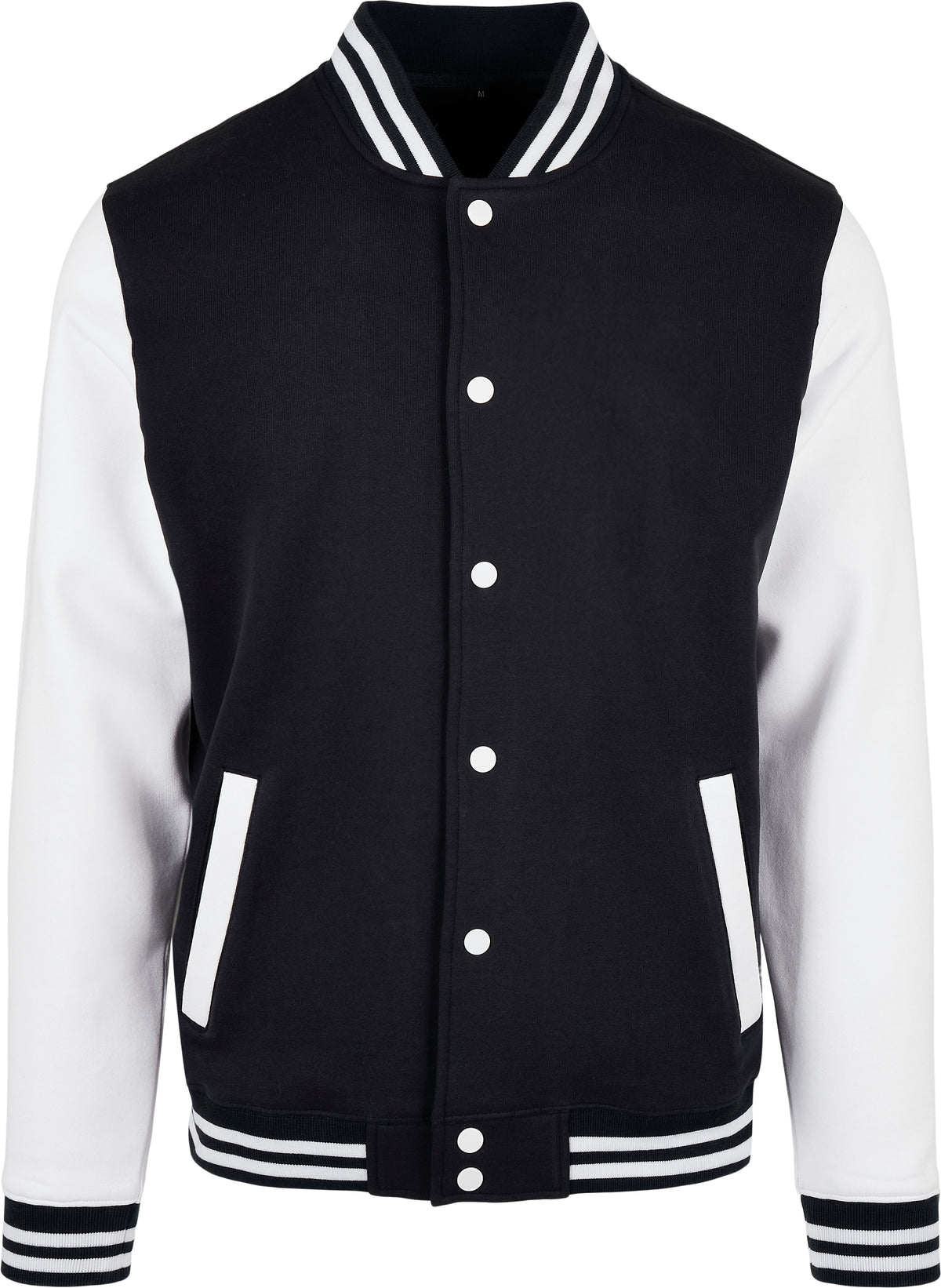 Build Your Brand Basic BB004 Basic college jacket in Black/White