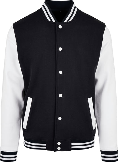Build Your Brand Basic BB004 Basic college jacket in Black/White