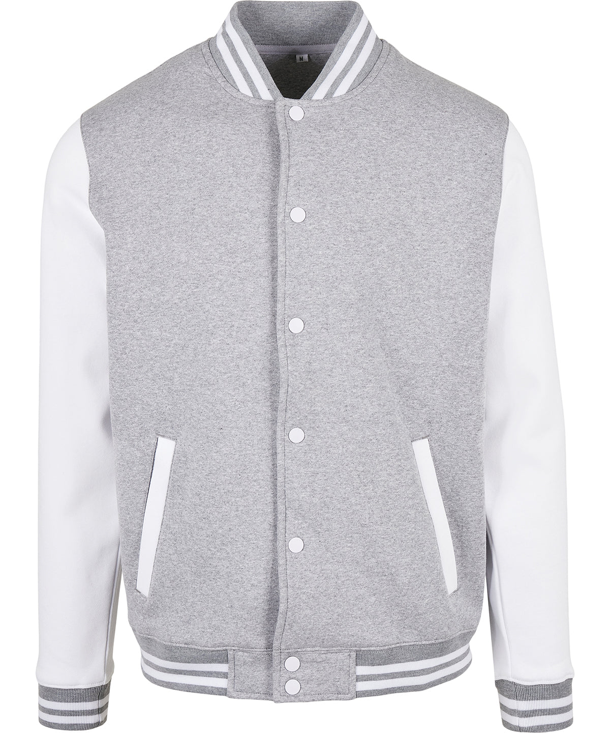 Build Your Brand Basic BB004 Basic college jacket in Heather Grey/White