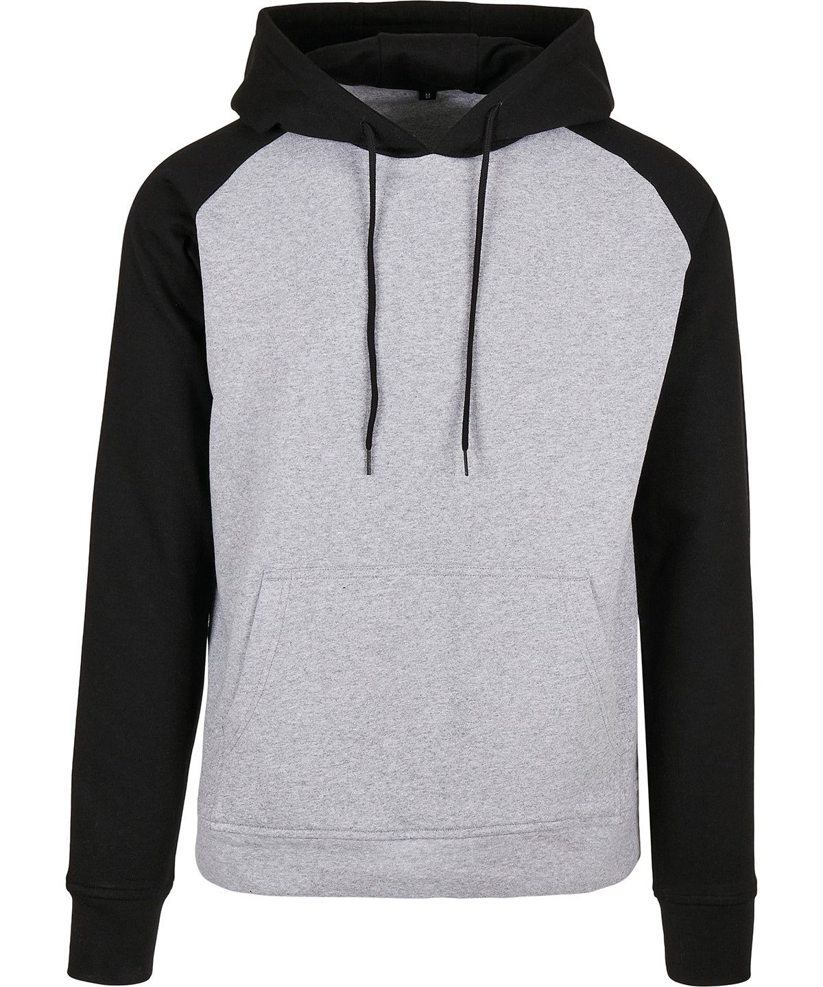 Build Your Brand Basic BB005 Basic raglan hoodie in Heather Grey/Black