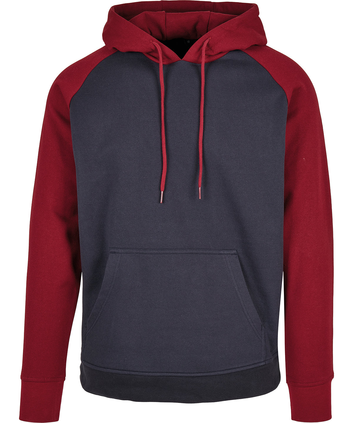 Build Your Brand Basic BB005 Basic raglan hoodie in Navy/Burgundy