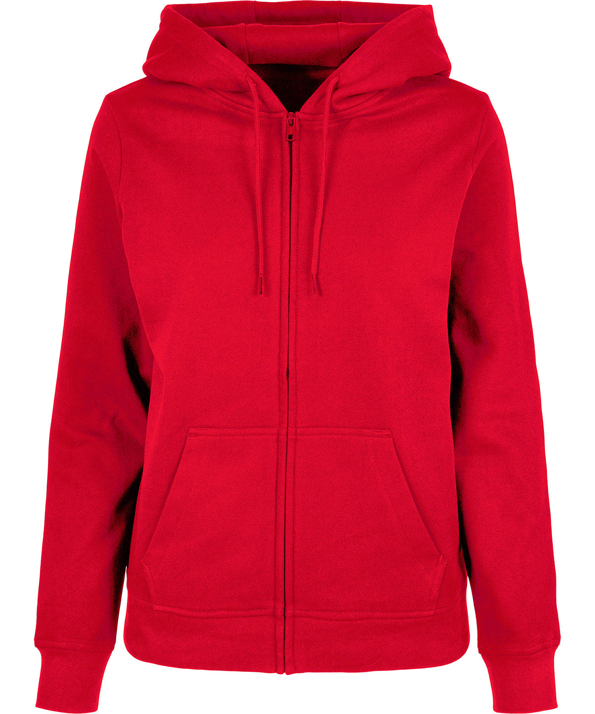Build Your Brand Basic BB009 Women’s basic zip hoodie in City Red