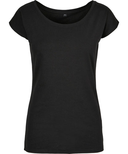 Build Your Brand Basic BB013 Women's wide neck tee in Black