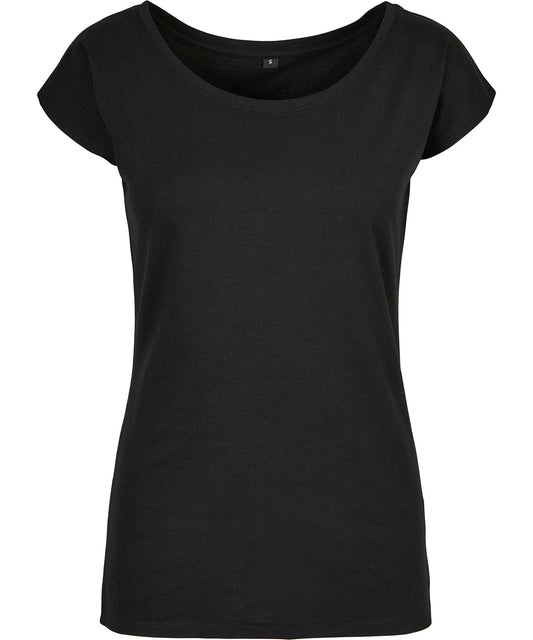 Build Your Brand Basic BB013 Women's wide neck tee in Black