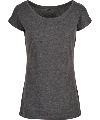 Build Your Brand Basic BB013 Women's wide neck tee in Charcoal