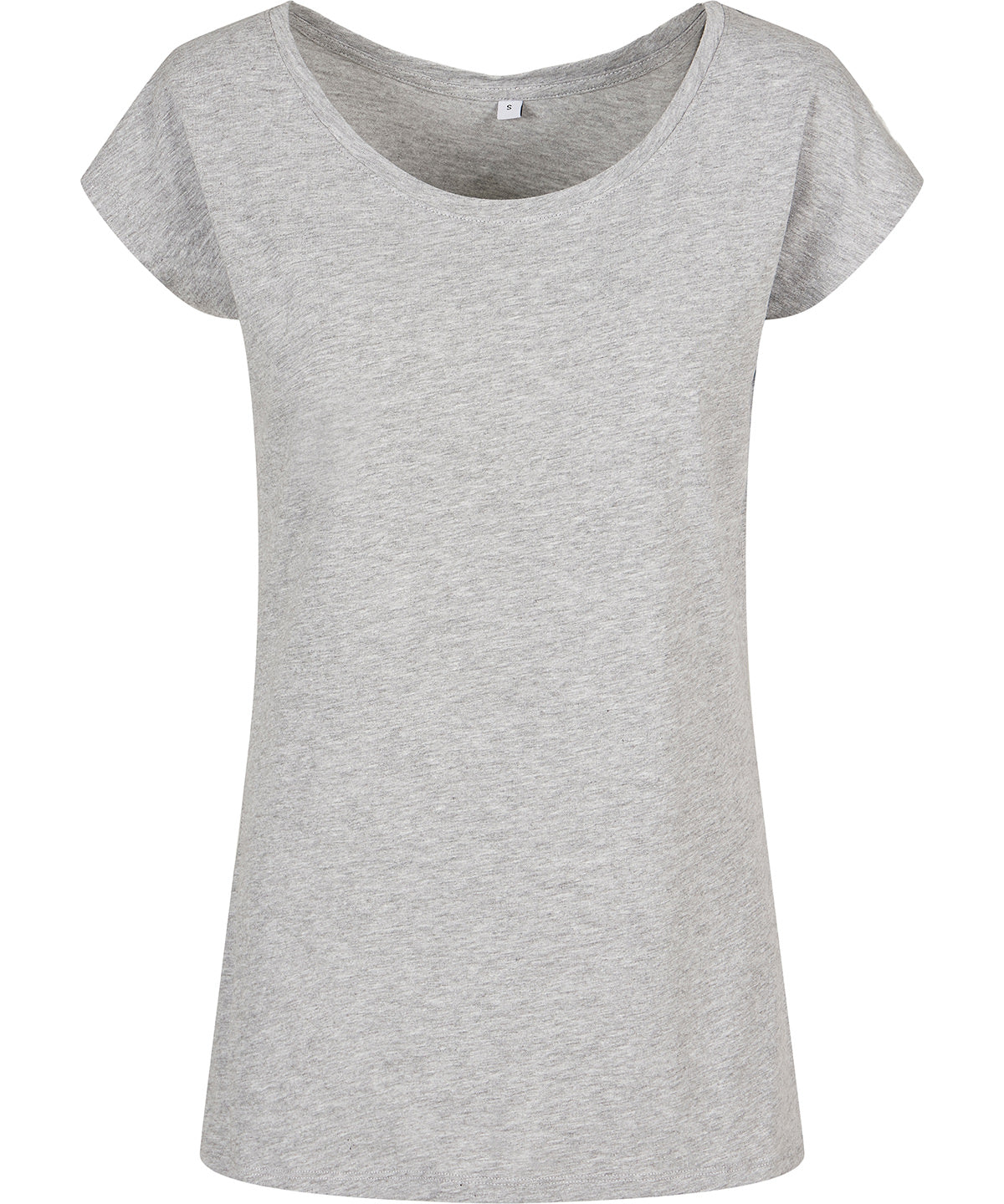 Build Your Brand Basic BB013 Women's wide neck tee in Heather Grey